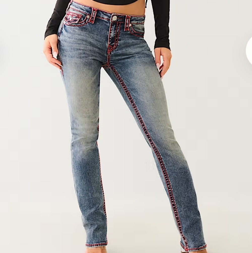 True Religion Billie Mid Rise Straight Leg Jeans Size 32